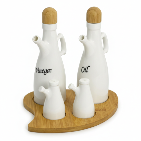 Oil Dispenser & Salt Shaker Set - 4 Pcs
